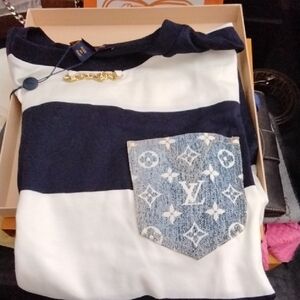Louis Vuitton Kids Striped Tee with Denim Accent